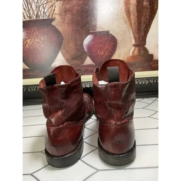 M Gemi Mens Boots Size 14 Brown Leather Cap Toe Lace Up Lug Sole EU 47 - Picture 4 of 11